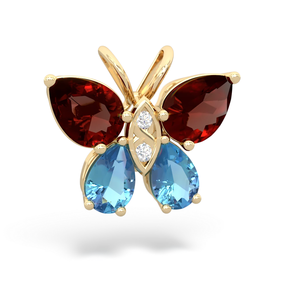 Garnet Butterfly 14K Yellow Gold pendant P2215