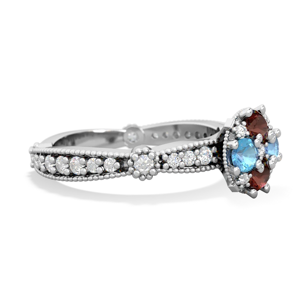 Garnet Sparkling Tiara Cluster 14K White Gold ring R26293RD