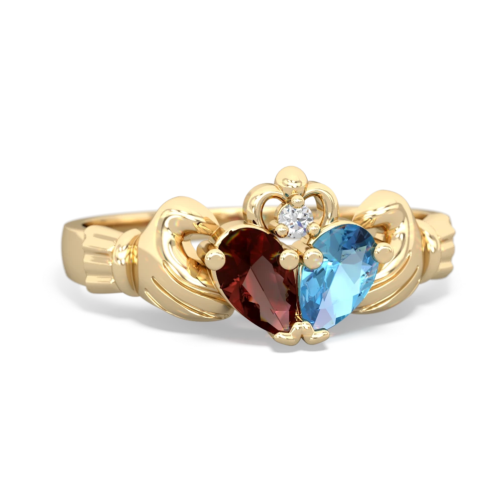 Garnet 'Our Heart' Claddagh 14K Yellow Gold ring R2388