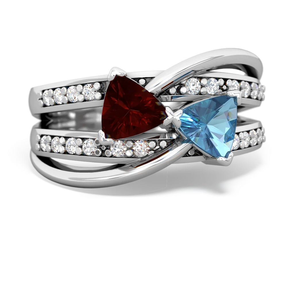 Garnet Bowtie 14K White Gold ring R2360