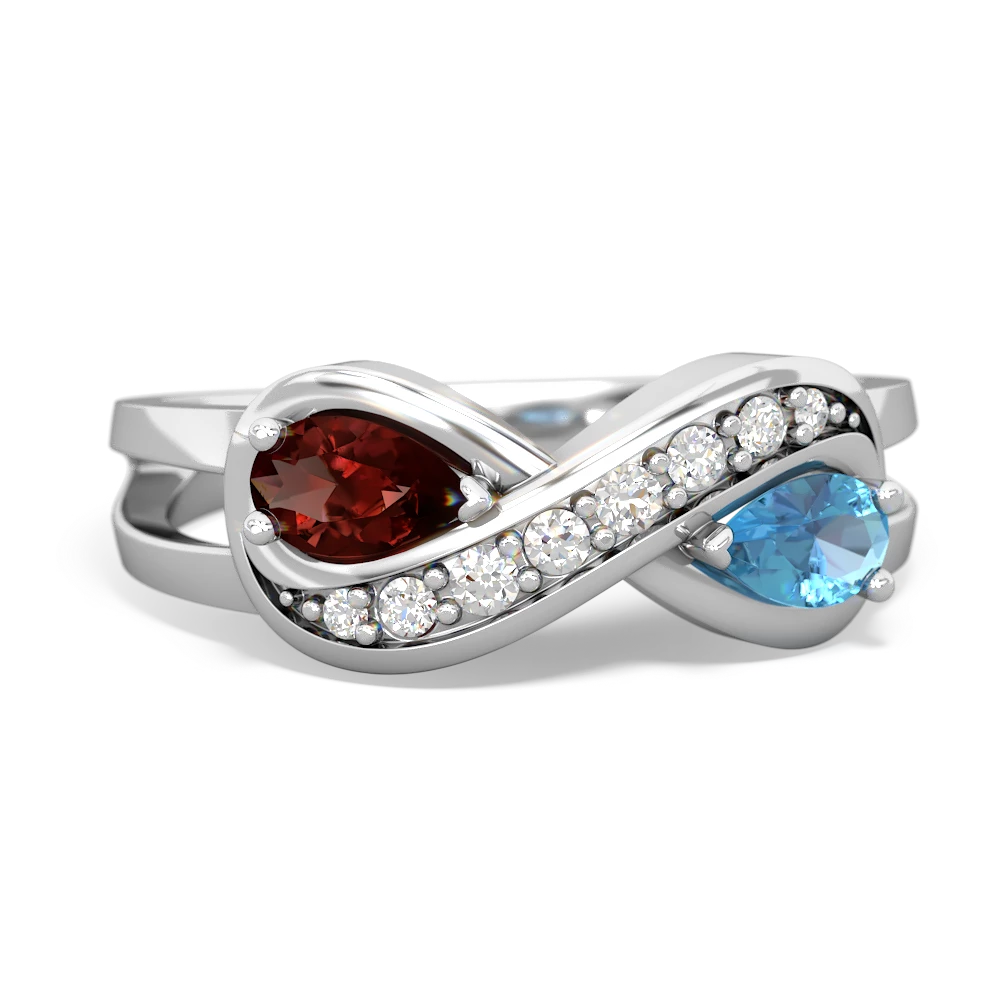 Garnet Diamond Infinity 14K White Gold ring R5390