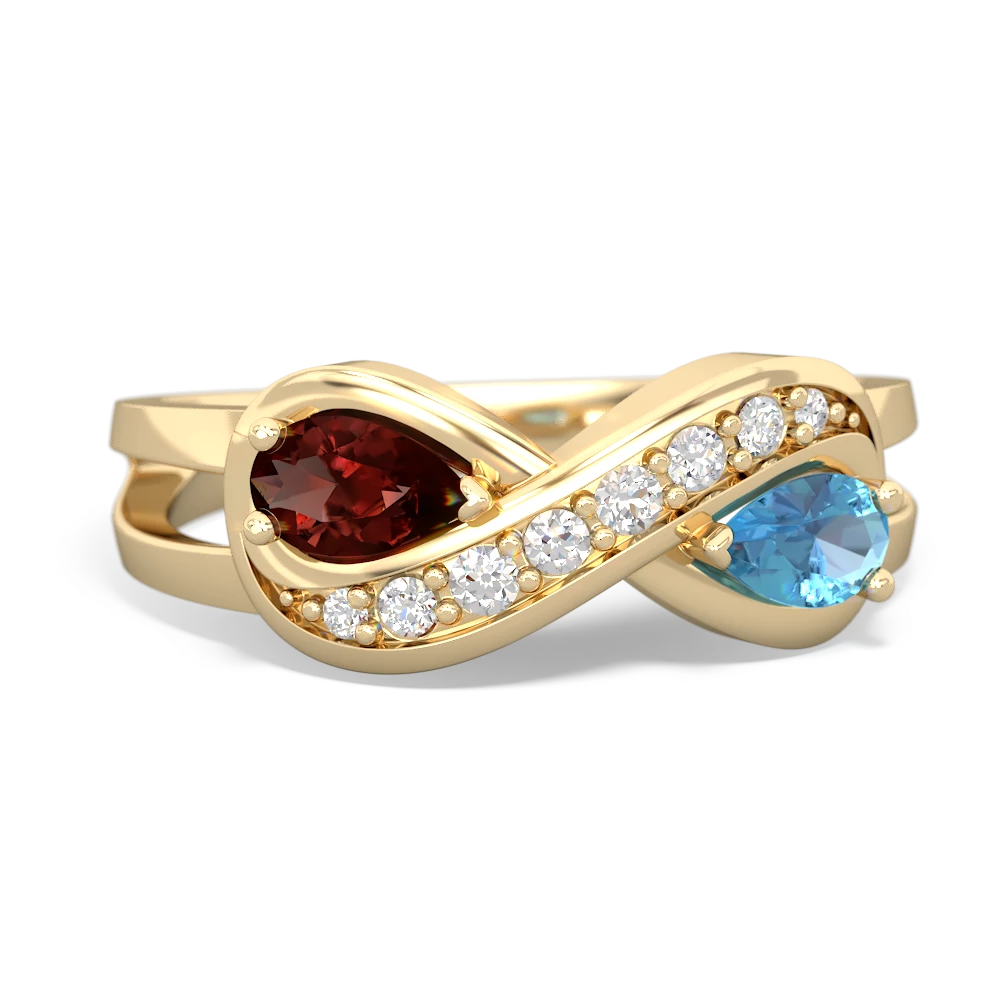 Garnet Diamond Infinity 14K Yellow Gold ring R5390