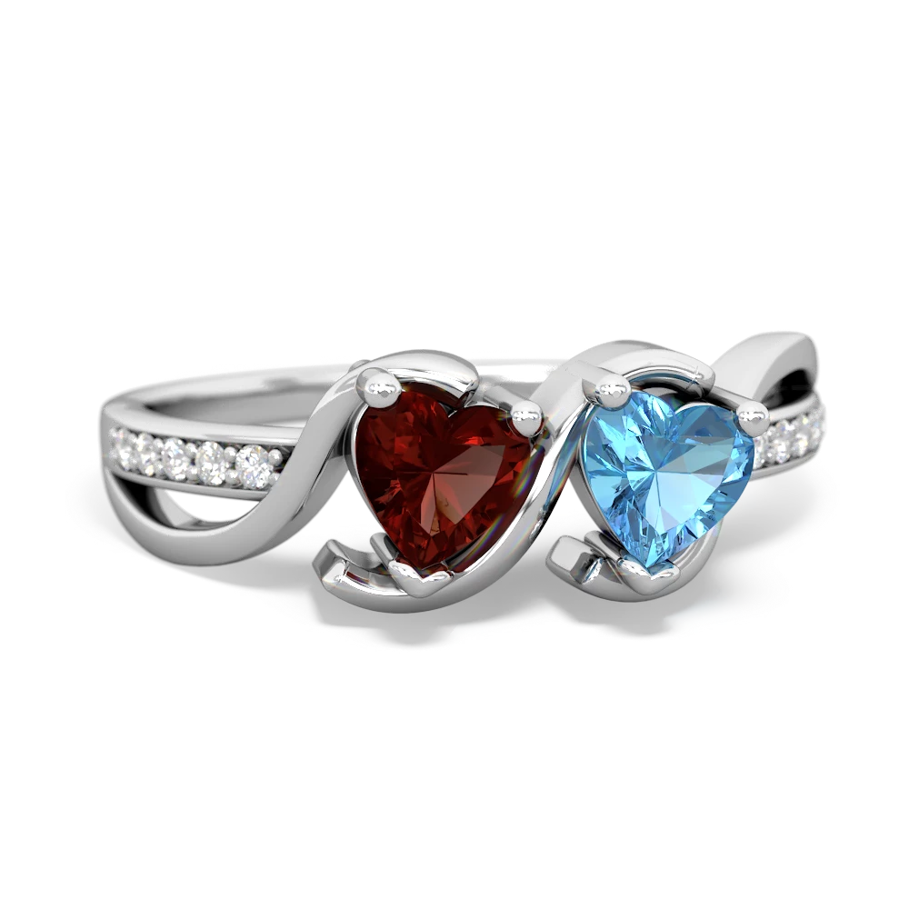 Garnet Side By Side 14K White Gold ring R3090