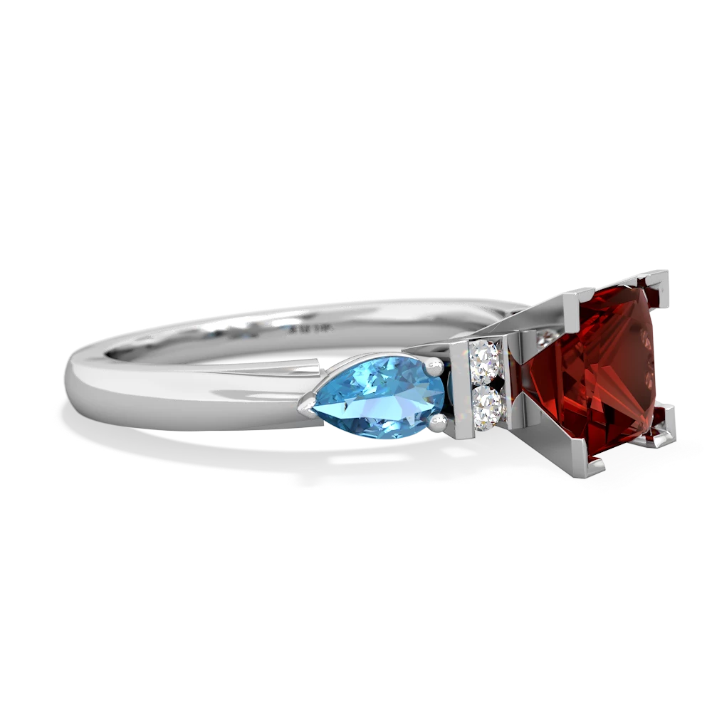 Garnet 6Mm Princess Eternal Embrace Engagement 14K White Gold ring C2002