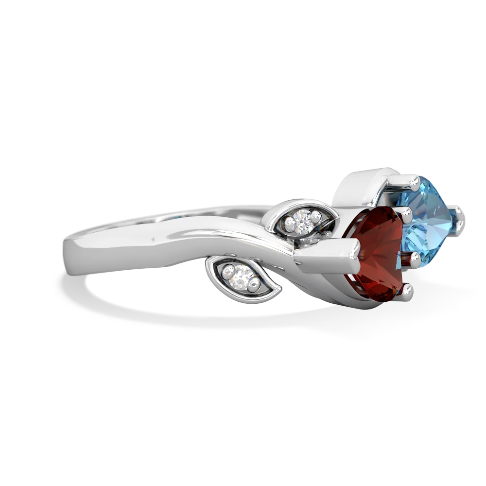 Garnet Floral Elegance 14K White Gold ring R5790