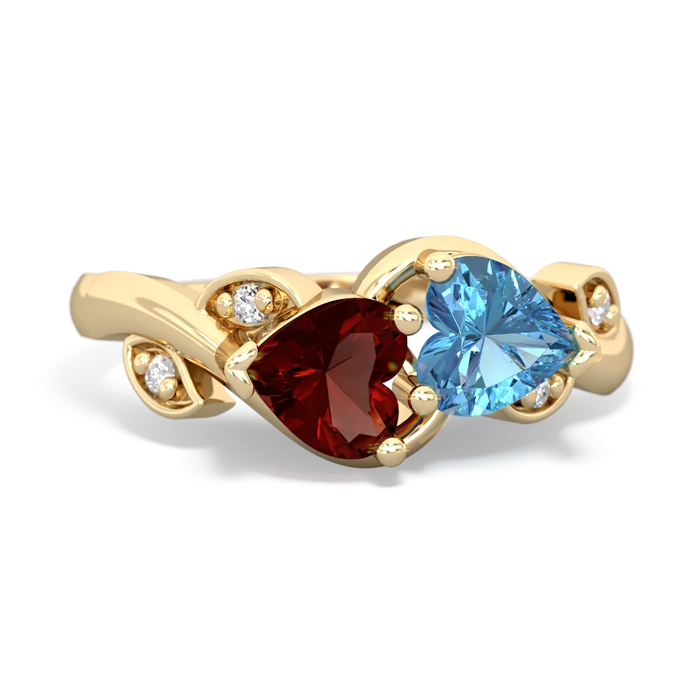 Garnet Floral Elegance 14K Yellow Gold ring R5790