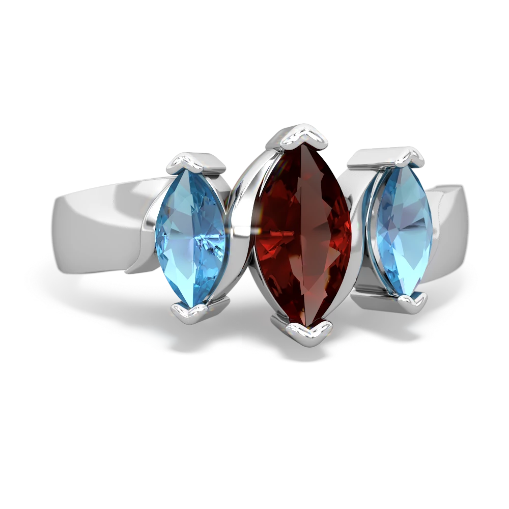 Garnet Three Peeks 14K White Gold ring R2433