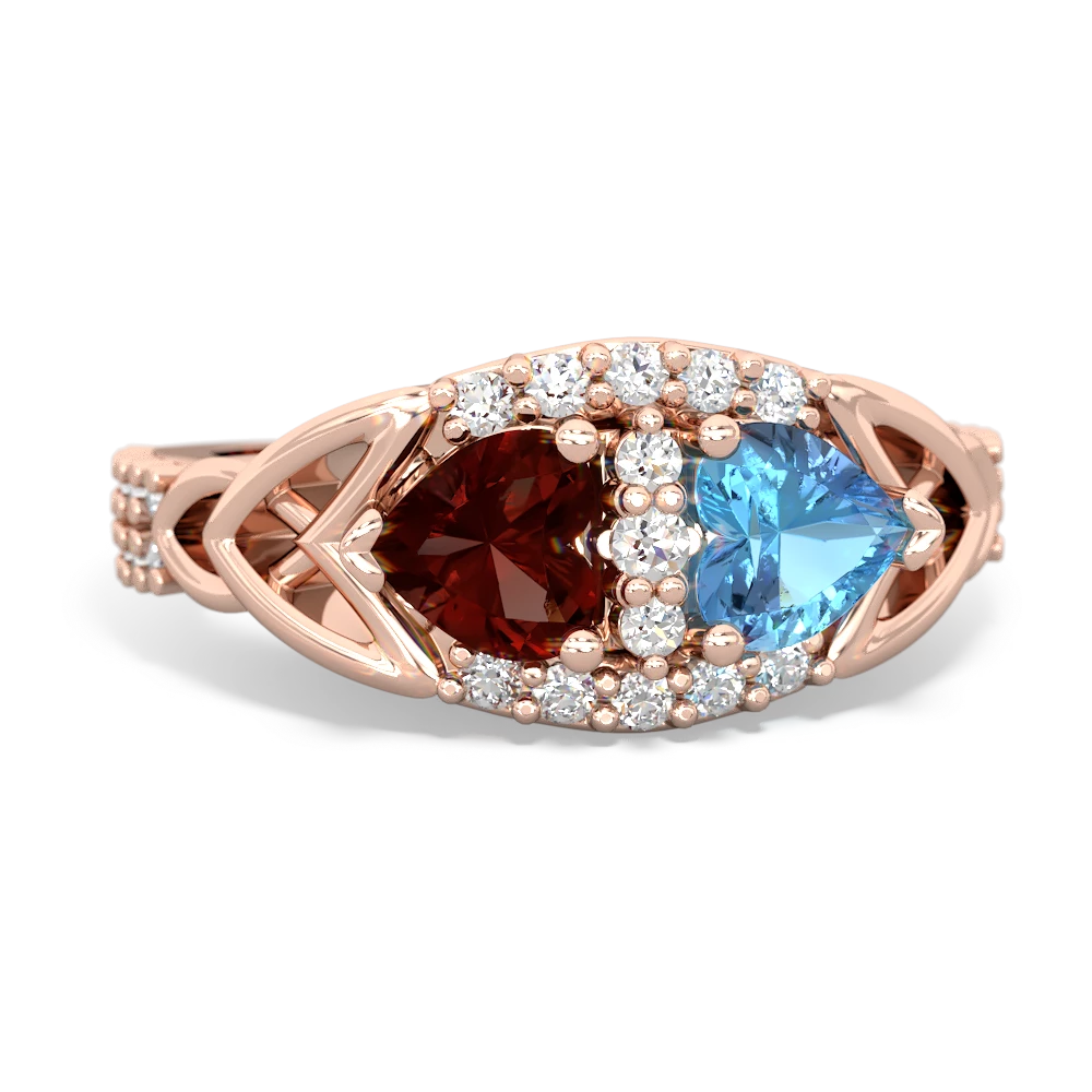 Garnet Sparkling Celtic Knot 14K Rose Gold ring R2645