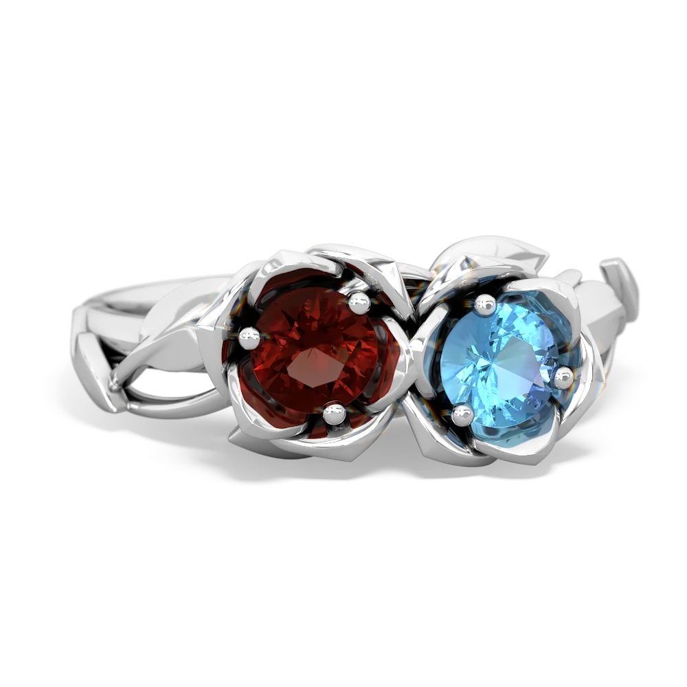 Garnet Rose Garden 14K White Gold ring R5510