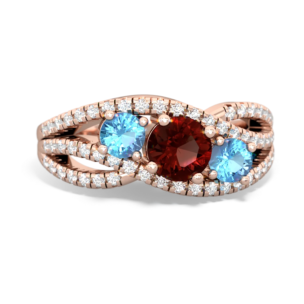 Garnet Three Stone Aurora 14K Rose Gold ring R3080