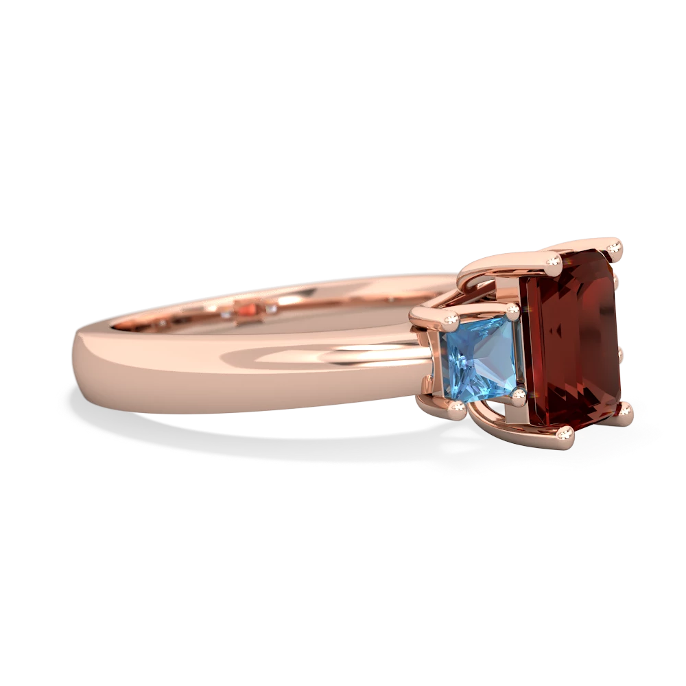 Garnet Three Stone Emerald-Cut Trellis 14K Rose Gold ring R4021