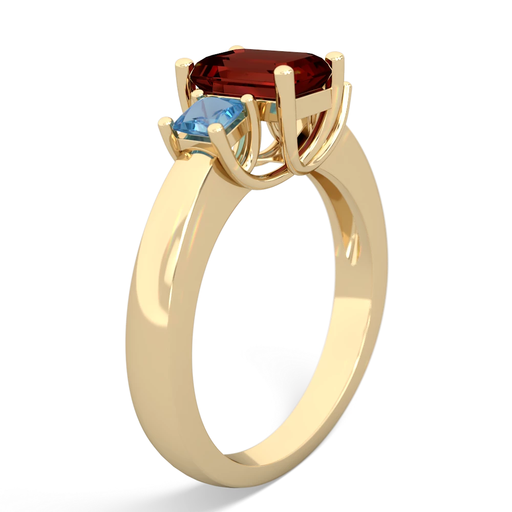 Garnet Three Stone Emerald-Cut Trellis 14K Yellow Gold ring R4021