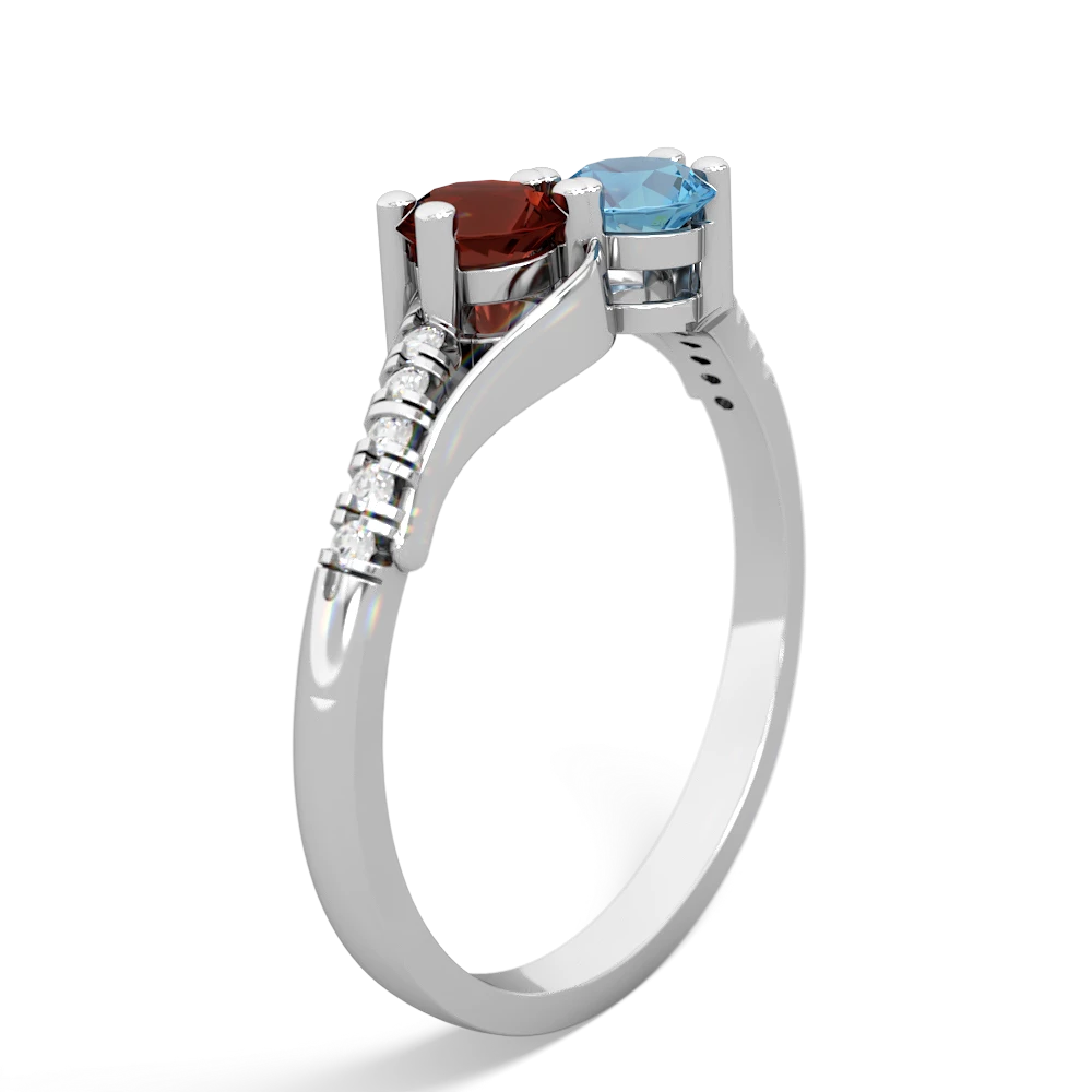 Garnet Infinity Pave Two Stone 14K White Gold ring R5285