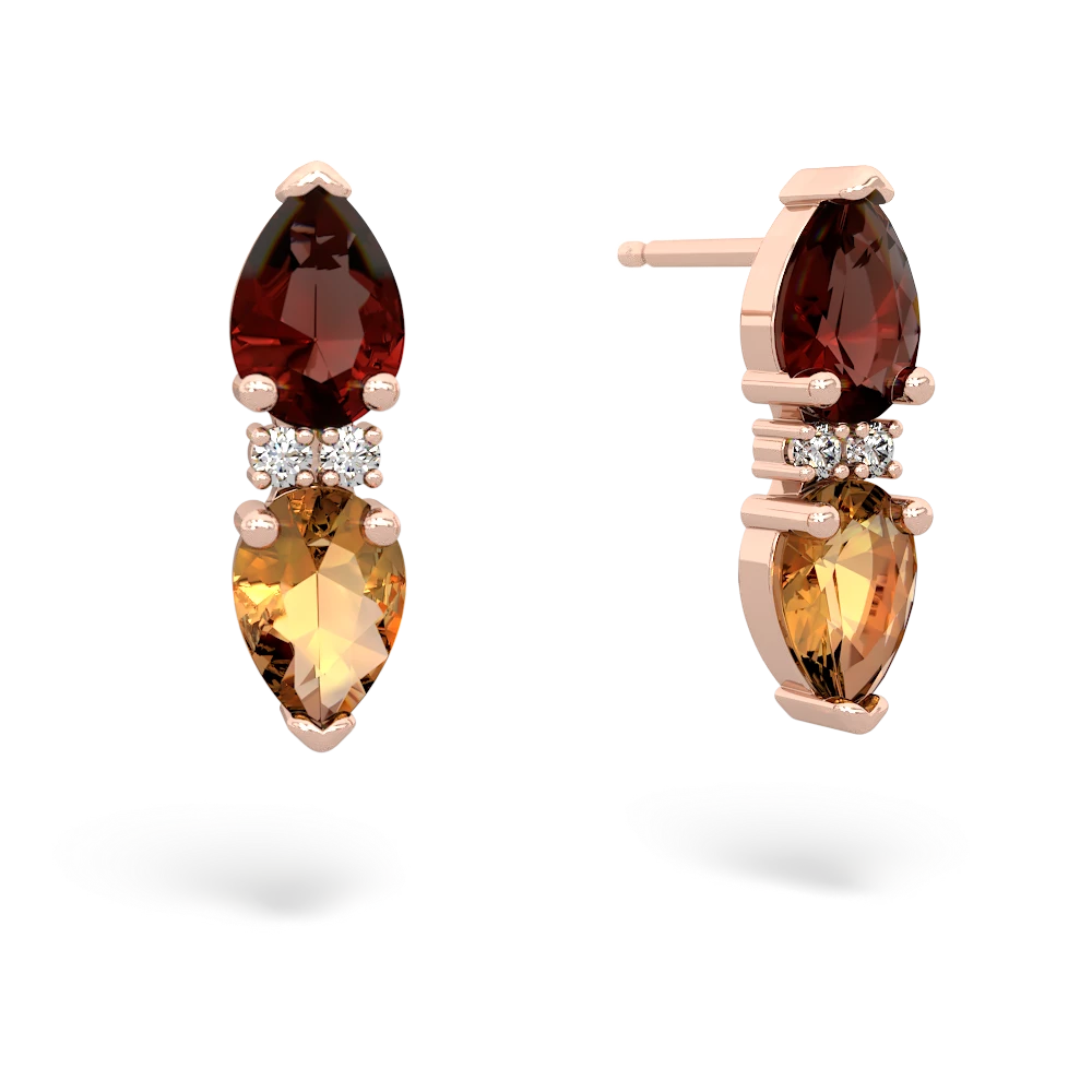 Garnet Bowtie Drop 14K Rose Gold earrings E0865