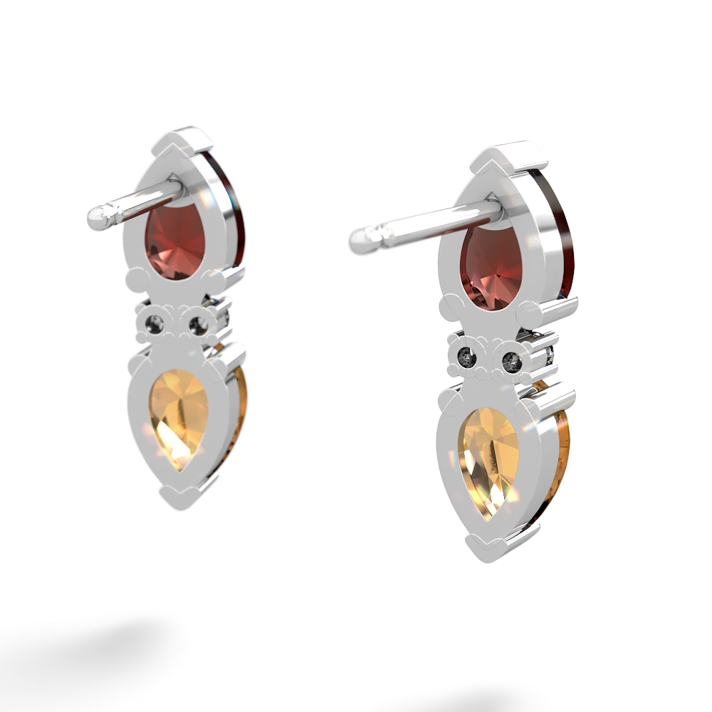 Garnet Bowtie Drop 14K White Gold earrings E0865