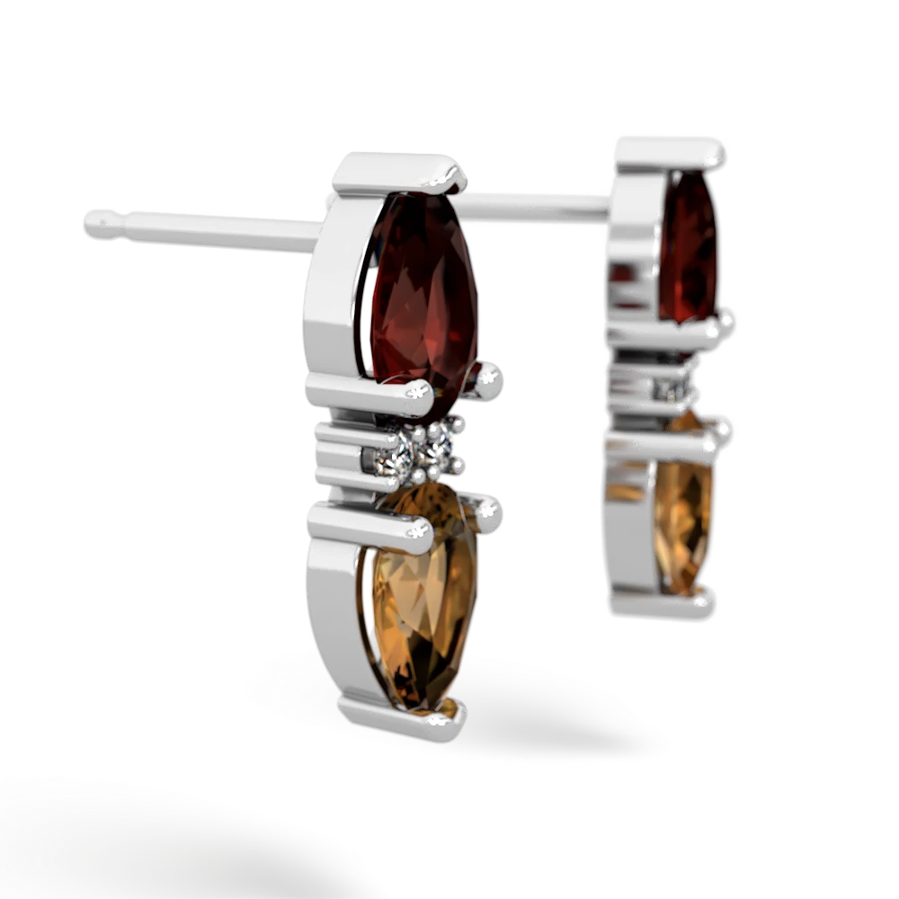 Garnet Bowtie Drop 14K White Gold earrings E0865