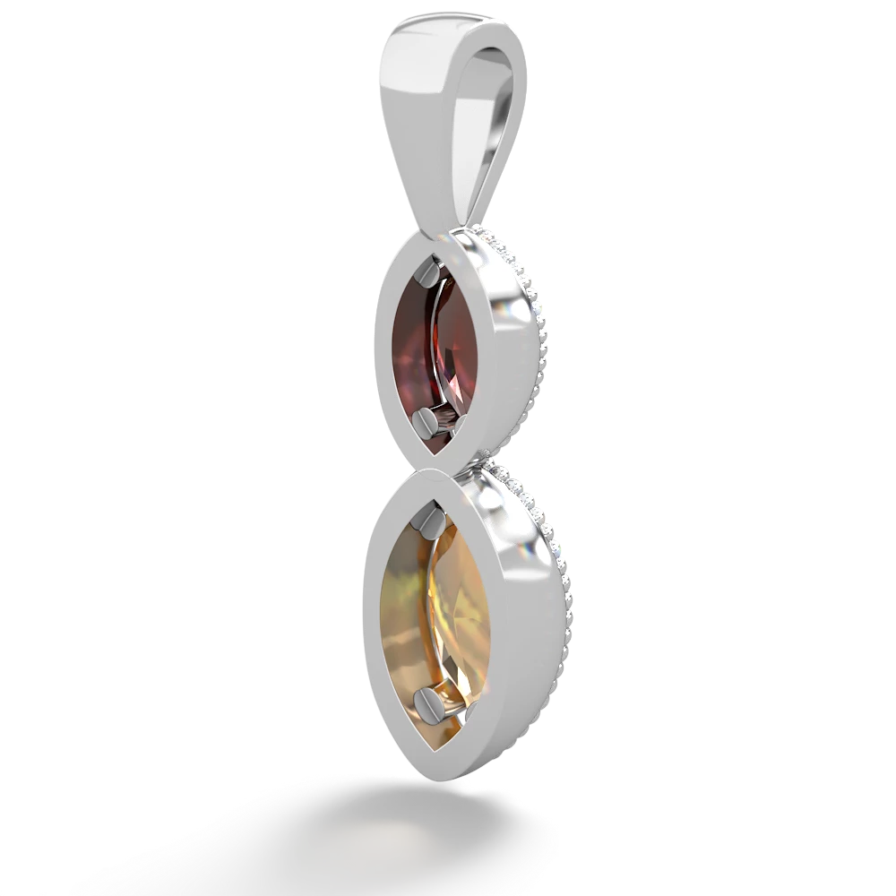 Garnet Antique-Style Halo 14K White Gold pendant P5700