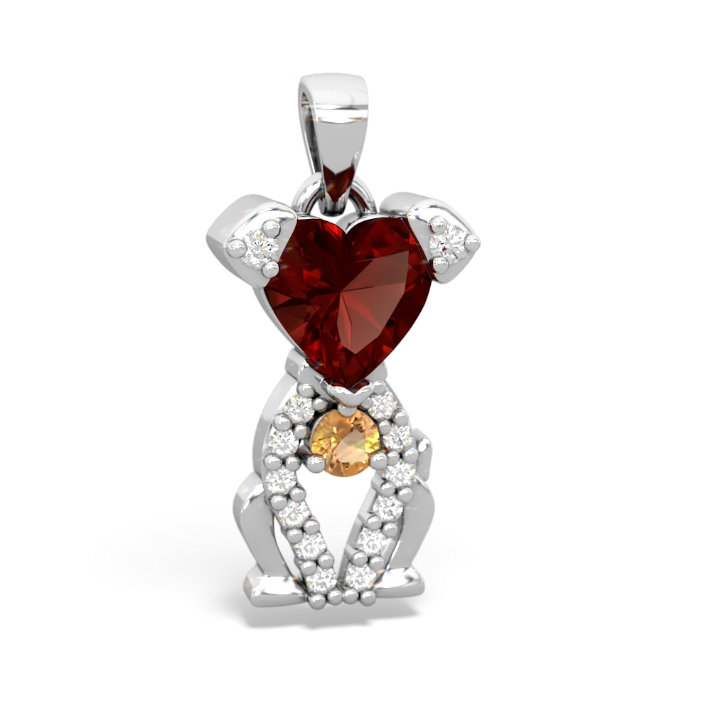 Garnet Puppy Love 14K White Gold pendant P5800