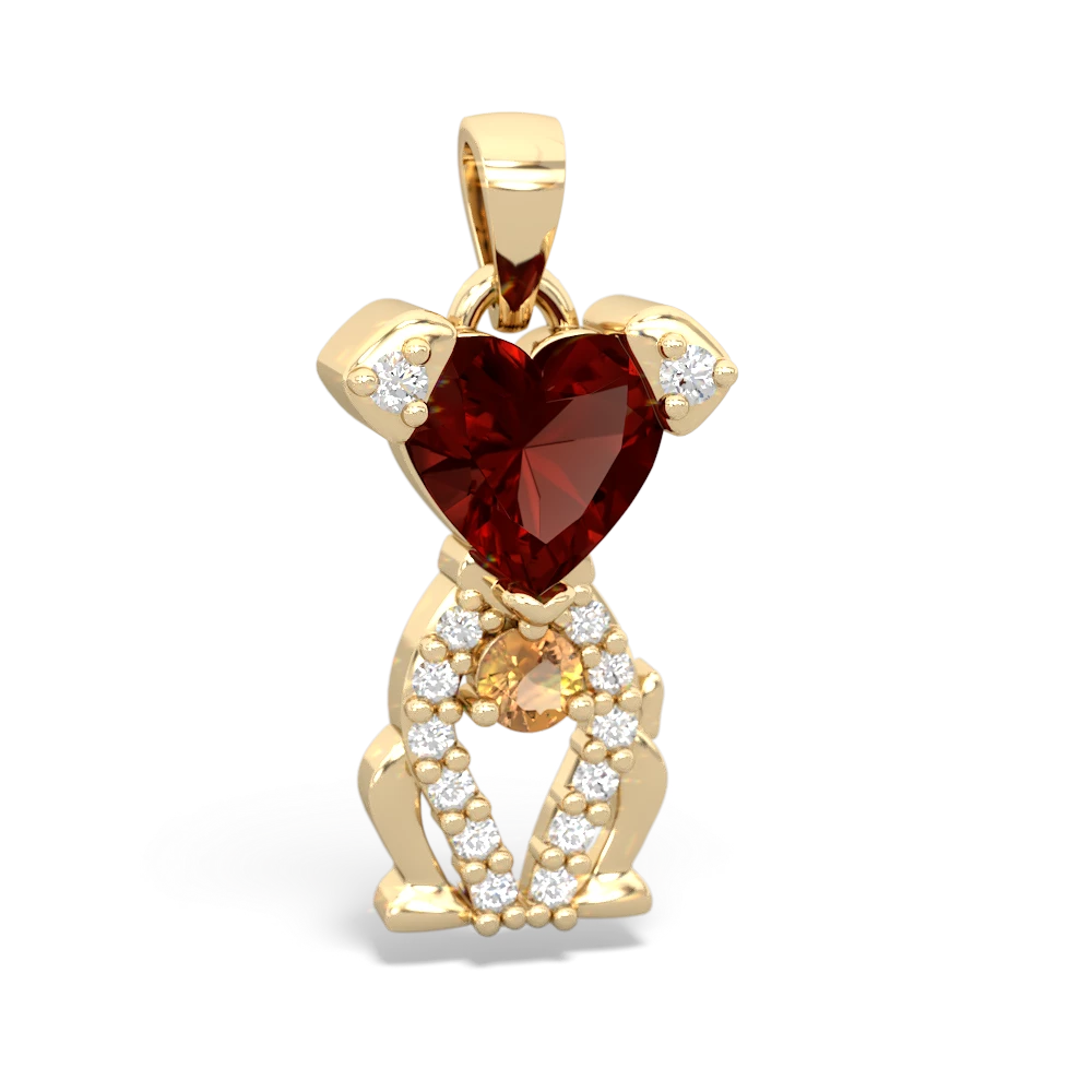 Garnet Puppy Love 14K Yellow Gold pendant P5800