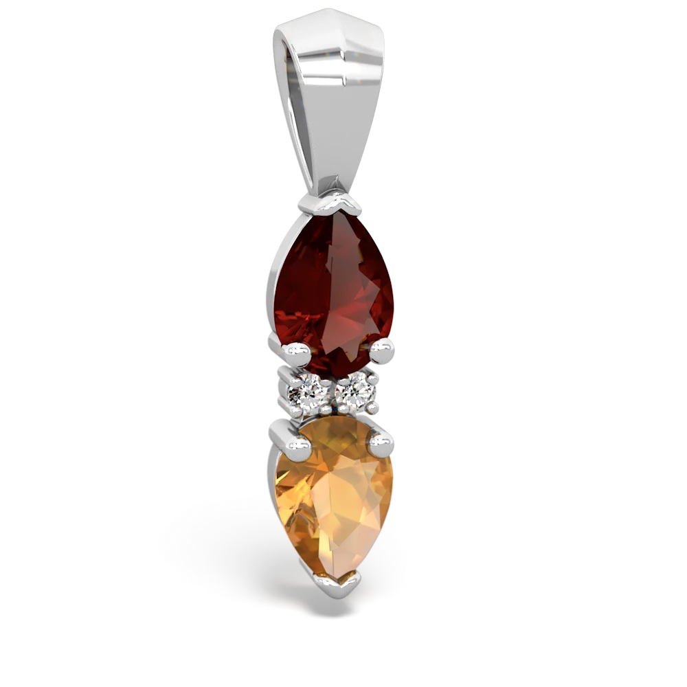 Garnet Bowtie Drop 14K White Gold pendant P0865