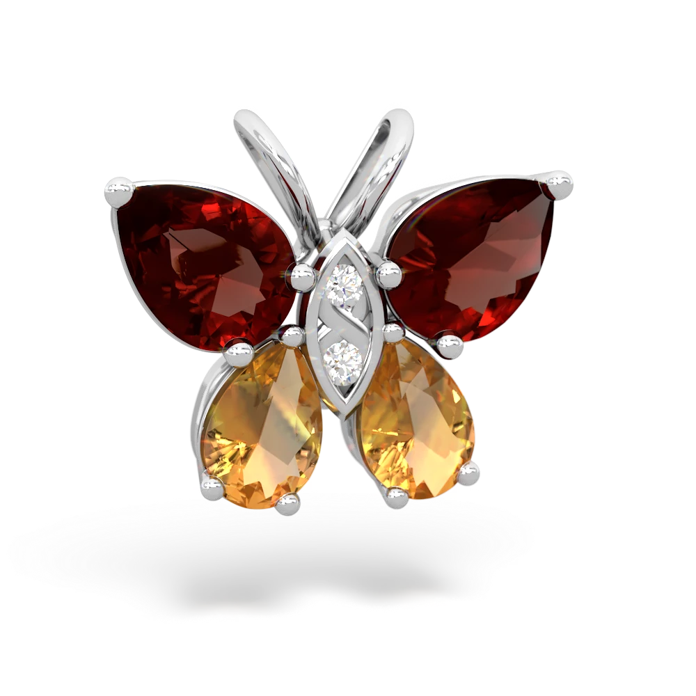 Garnet Butterfly 14K White Gold pendant P2215