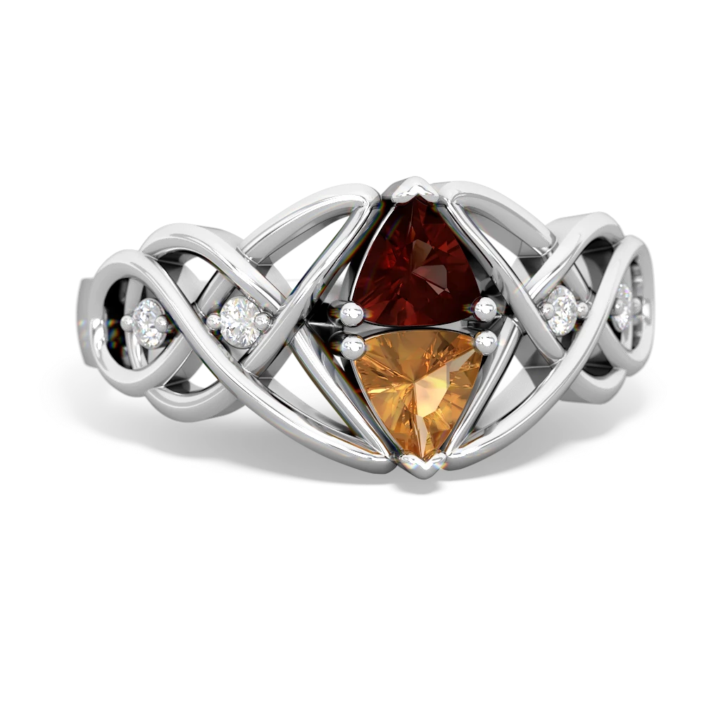 Garnet Keepsake Celtic Knot 14K White Gold ring R5300