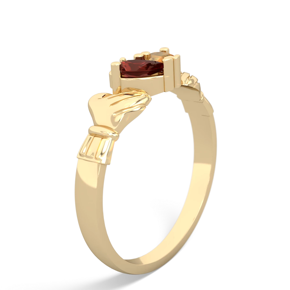 Garnet 'Our Heart' Claddagh 14K Yellow Gold ring R2388