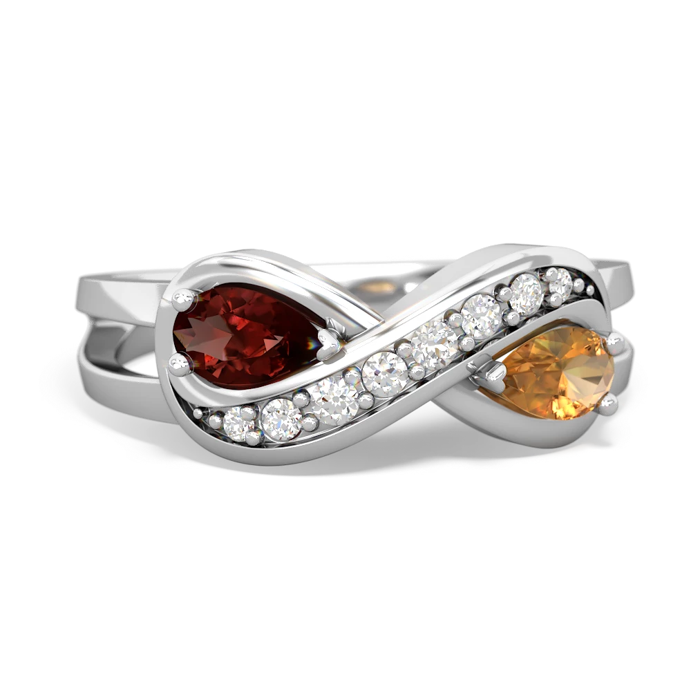 Garnet Diamond Infinity 14K White Gold ring R5390