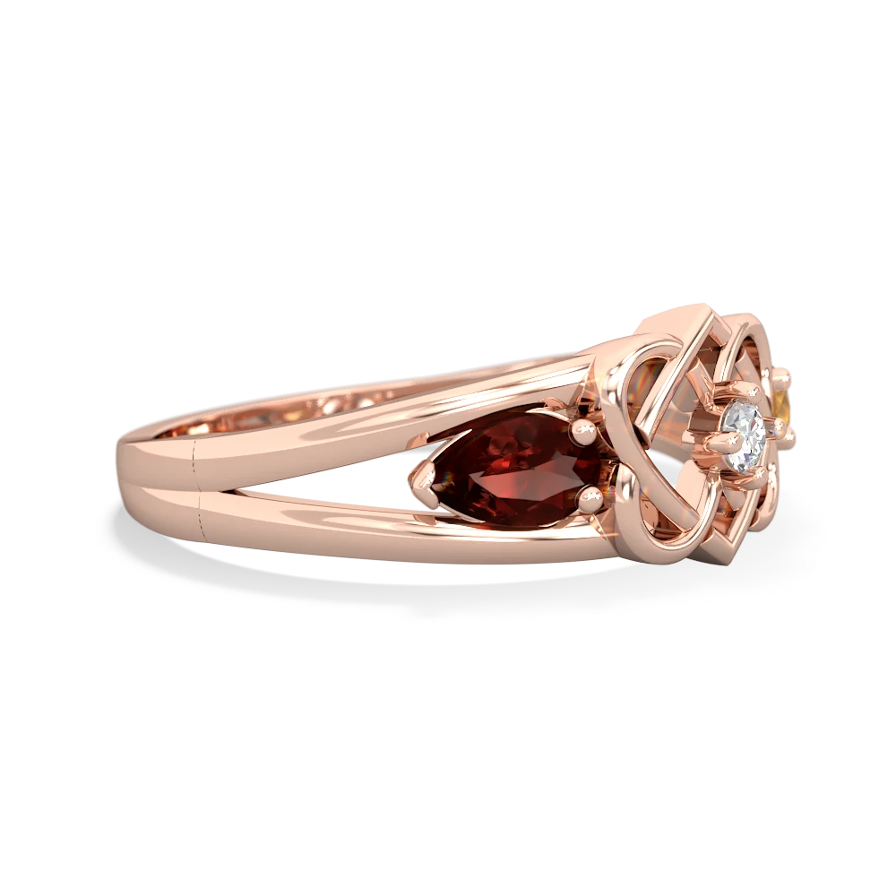 Garnet Hearts Intertwined 14K Rose Gold ring R5880