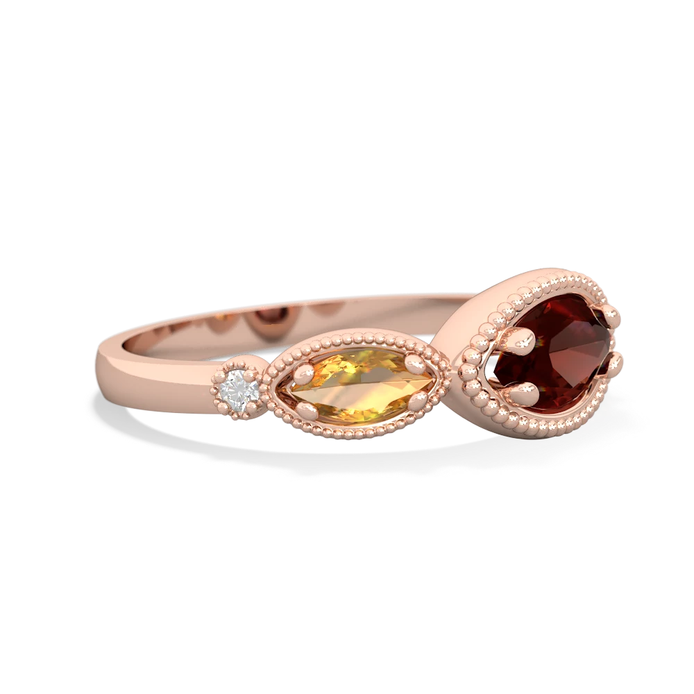 Garnet Milgrain Marquise 14K Rose Gold ring R5700