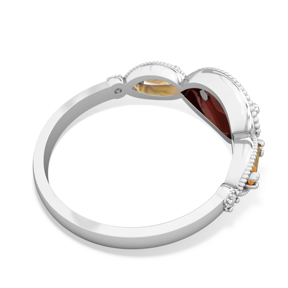 Garnet Milgrain Marquise 14K White Gold ring R5700