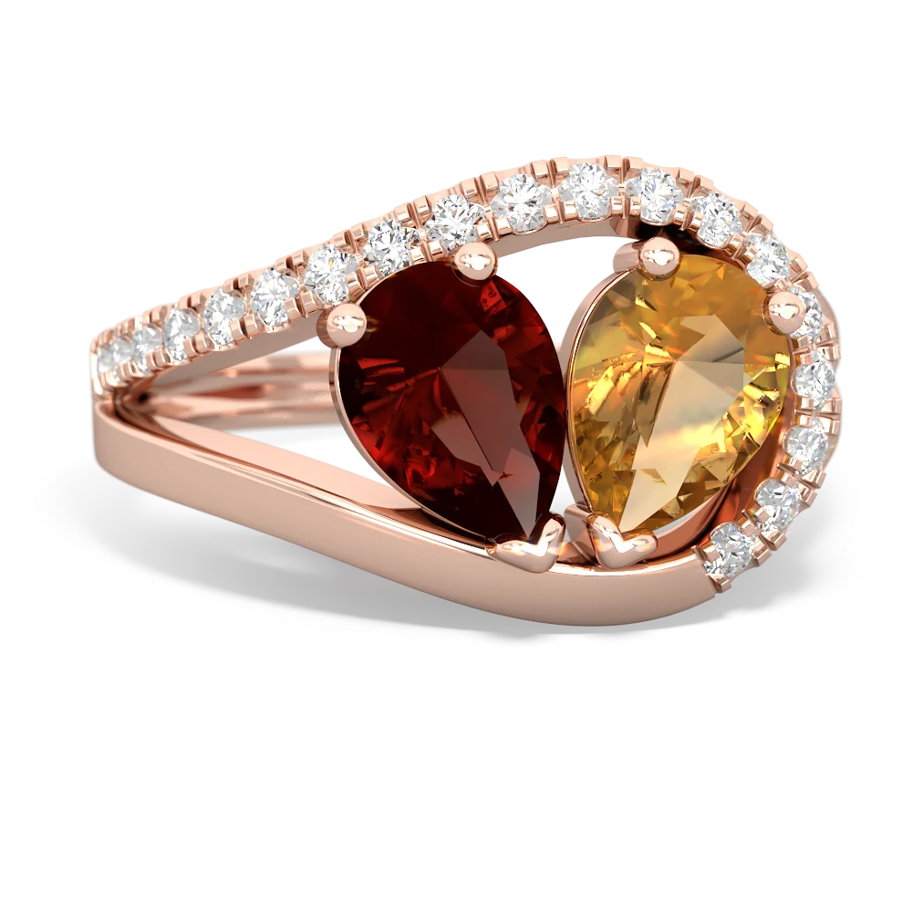 Garnet Nestled Heart Keepsake 14K Rose Gold ring R5650