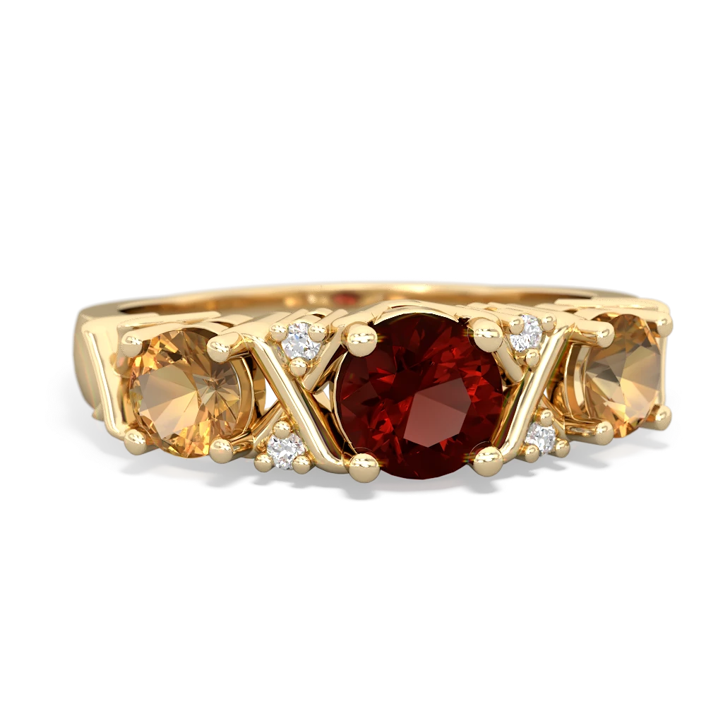 Garnet Hugs And Kisses 14K Yellow Gold ring R5016