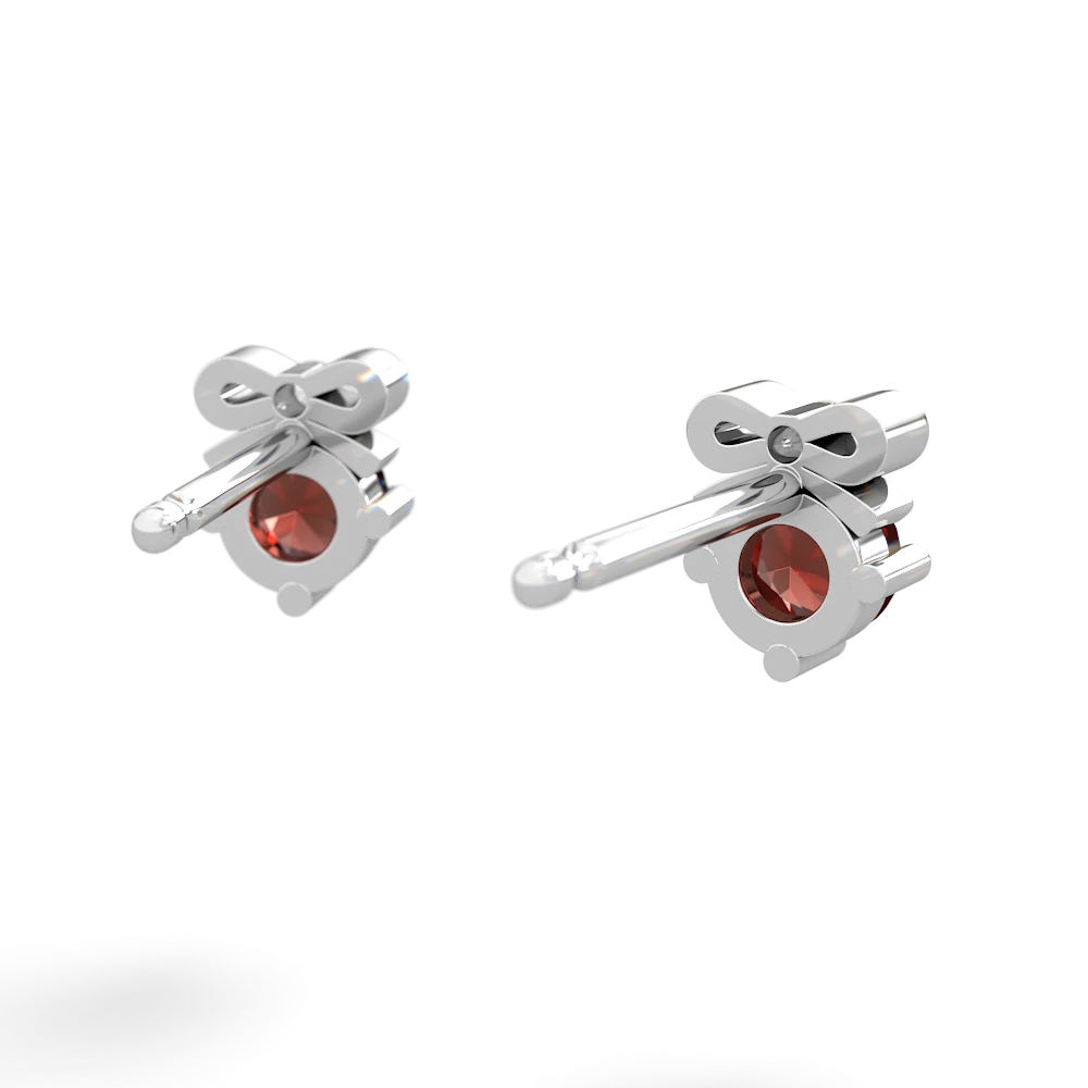 Garnet Diamond Bows 14K White Gold earrings E7002