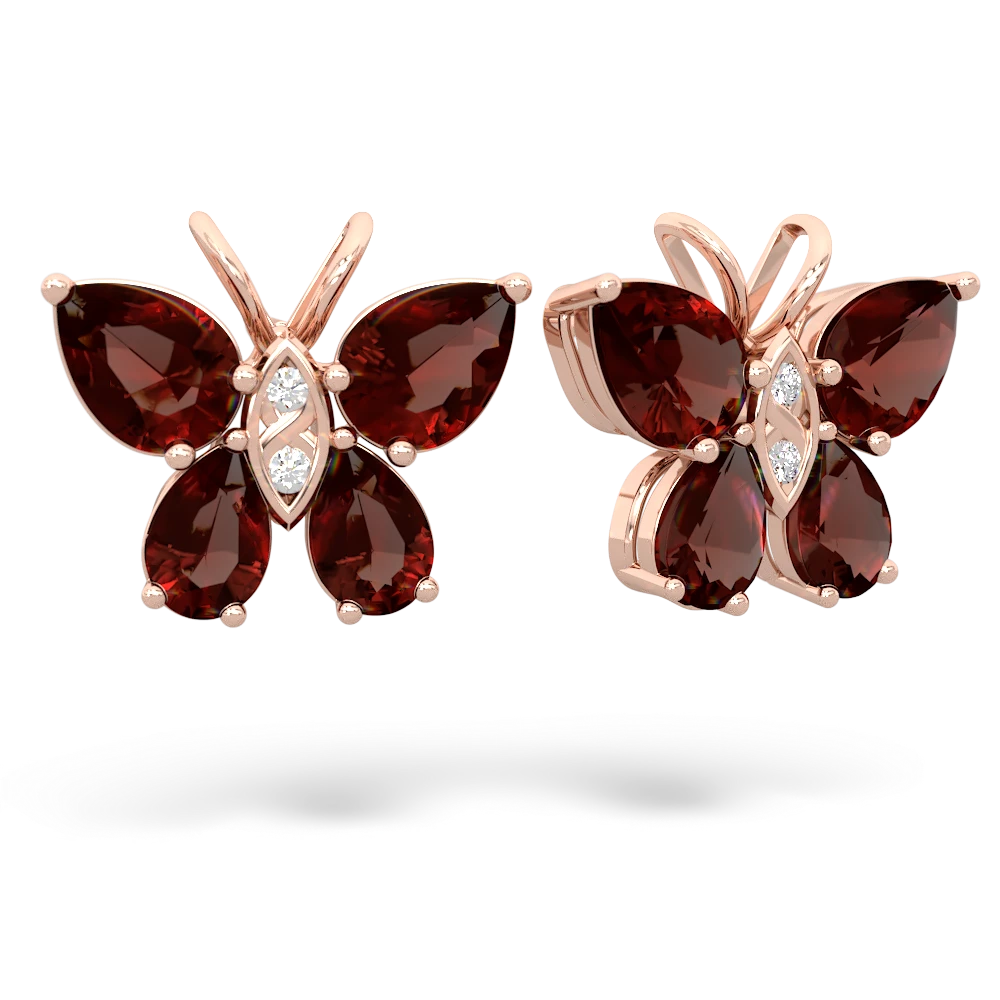 Garnet Butterfly 14K Rose Gold earrings E2215