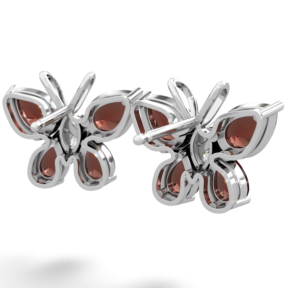 Garnet Butterfly 14K White Gold earrings E2215