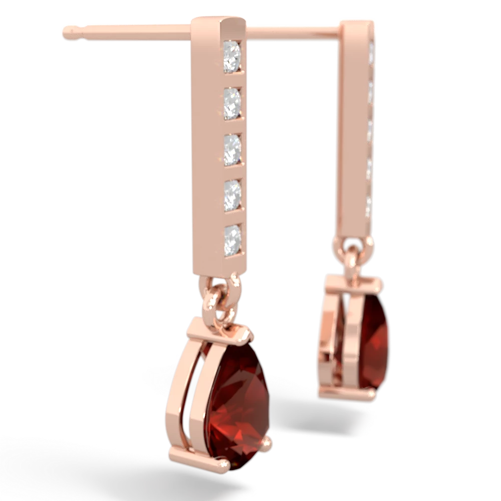 Garnet Art Deco Diamond Drop earrings - 14K Rose Gold |JewelsForMe