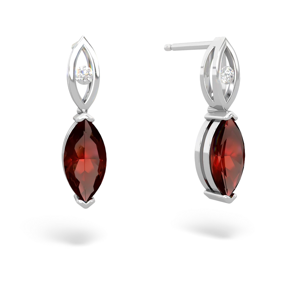 Garnet Marquise Drop 14K White Gold earrings E5333