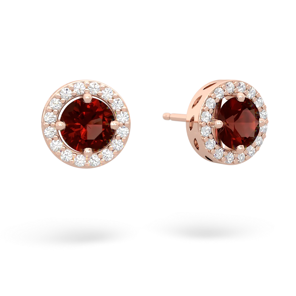 Garnet Halo 14K Rose Gold earrings E5320