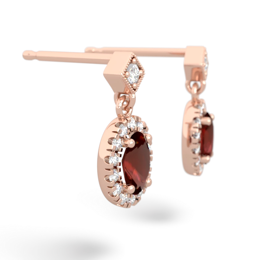 Garnet Antique-Style Halo 14K Rose Gold earrings E5720