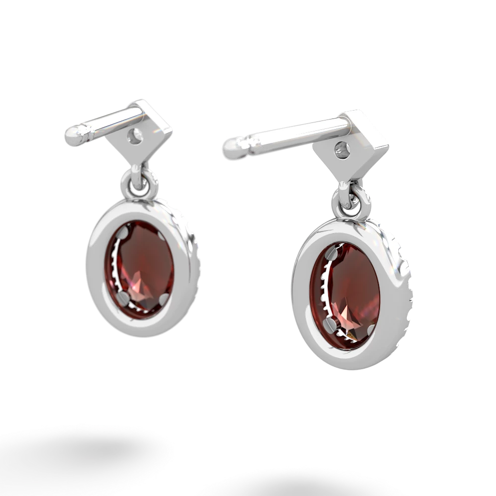 Garnet Antique-Style Halo 14K White Gold earrings E5720