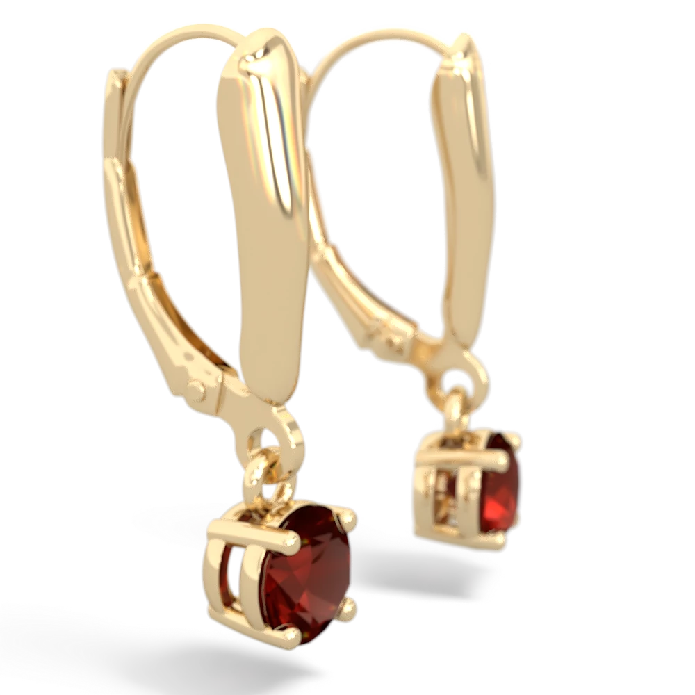 Garnet 5Mm Round Lever Back 14K Yellow Gold earrings E2785