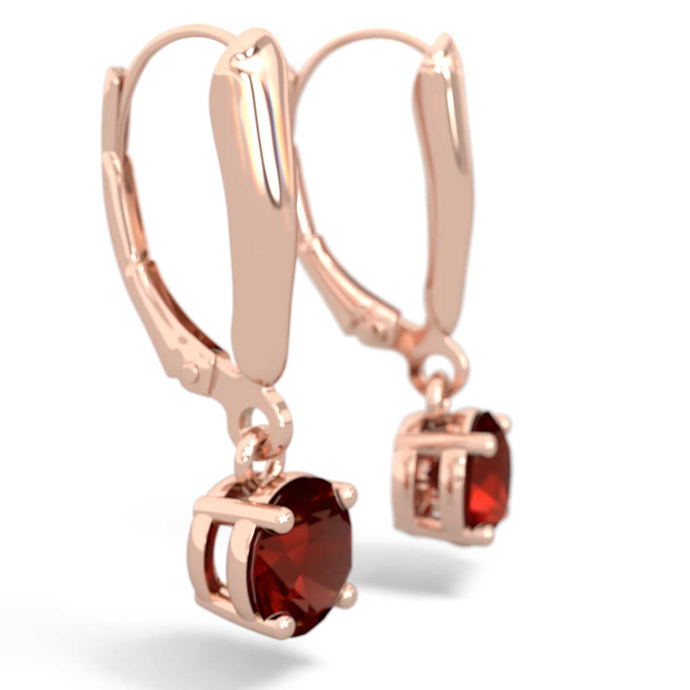 Garnet 6Mm  Round Lever Back 14K Rose Gold earrings E2786