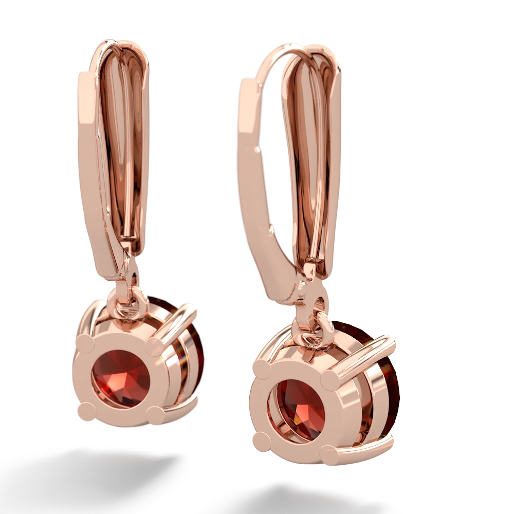 Garnet 8Mm Round Lever Back 14K Rose Gold earrings E2788