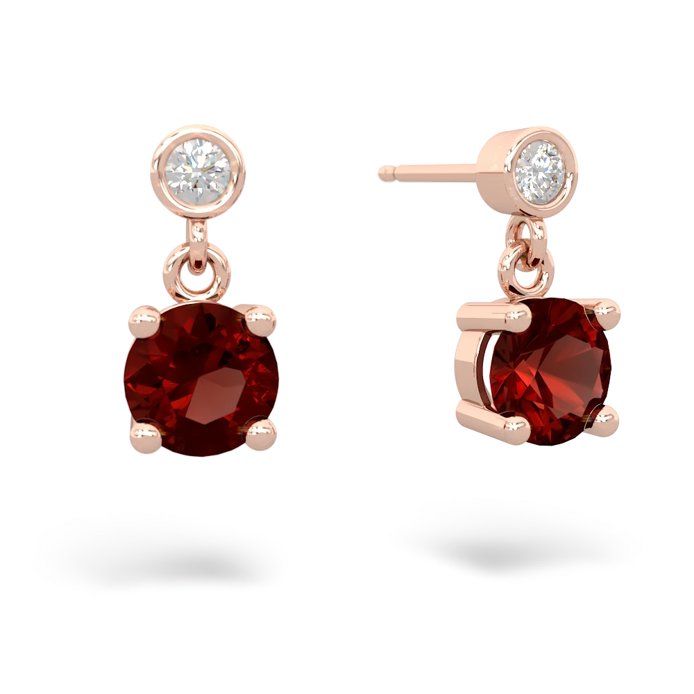 Garnet Diamond Drop 6Mm Round 14K Rose Gold earrings E1986