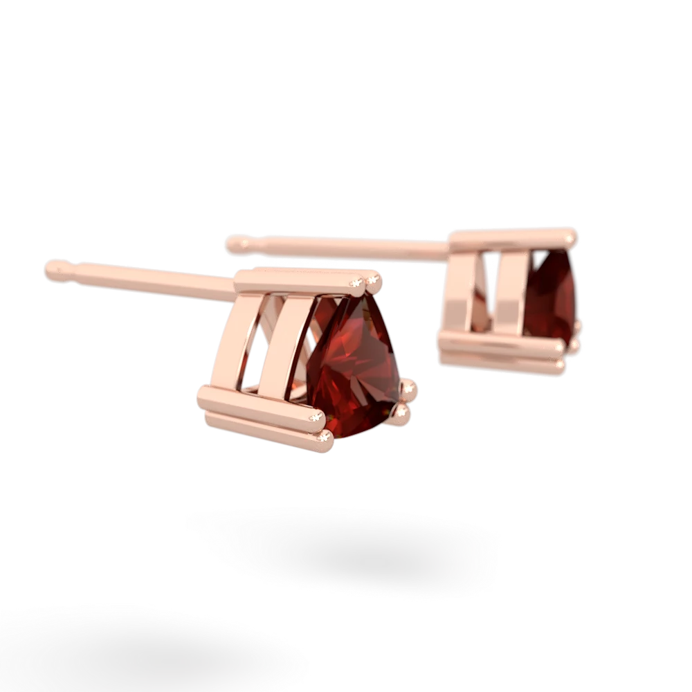 Garnet 5Mm Trillion Stud 14K Rose Gold earrings E1858