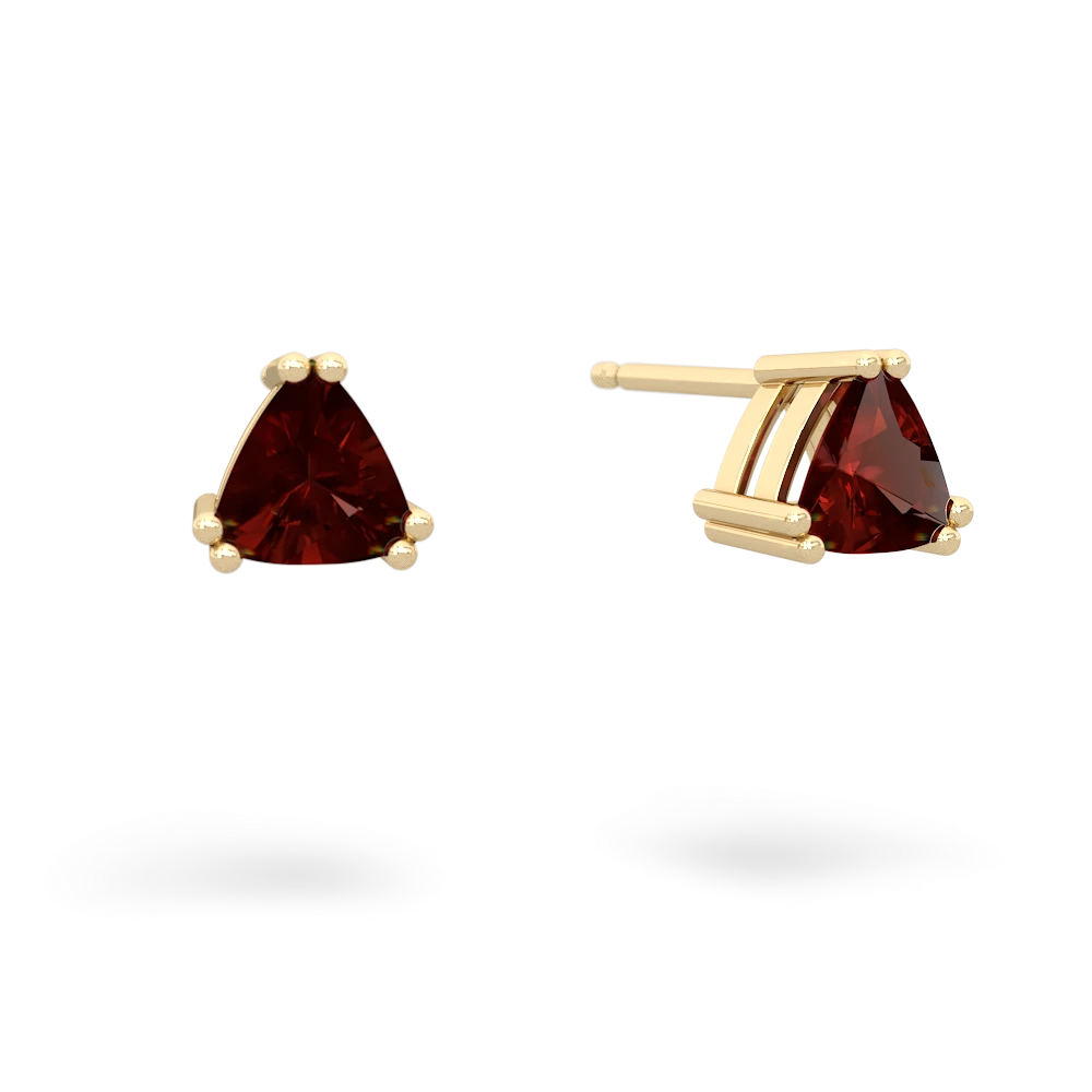 Garnet 5Mm Trillion Stud 14K Yellow Gold earrings E1858