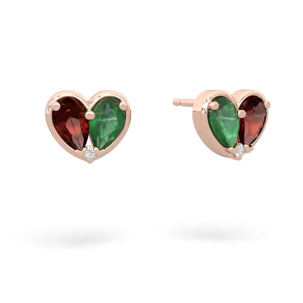 Garnet 'Our Heart' 14K Rose Gold earrings E5072