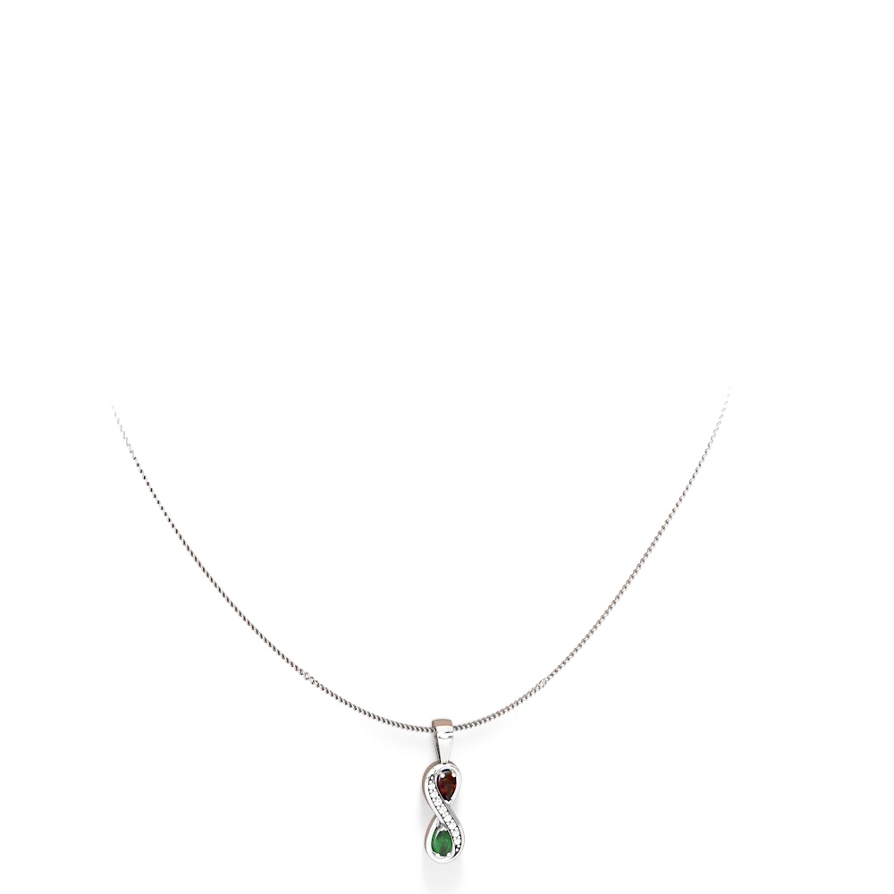 Garnet Emerald Diamond Infinity Necklace - 14K White Gold |JewelsForMe