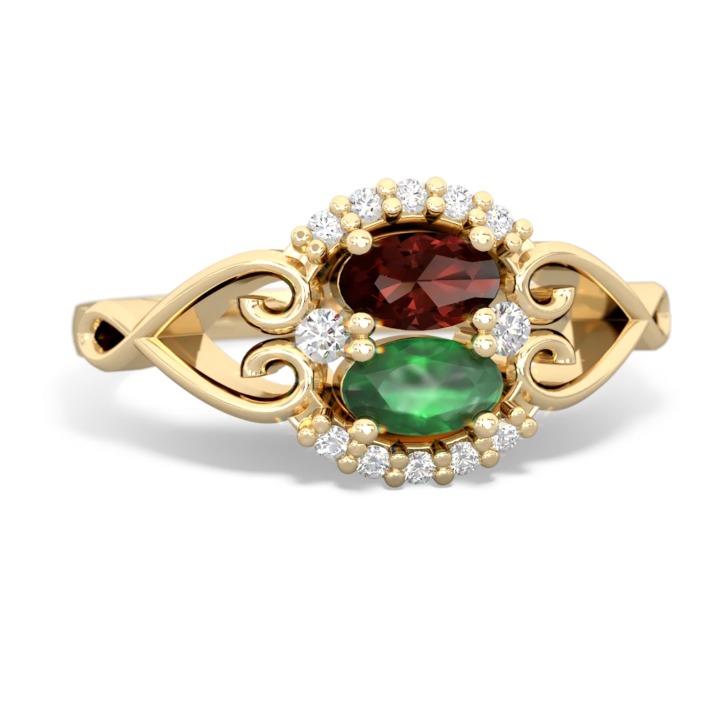 Garnet Love Nest 14K Yellow Gold ring R5860